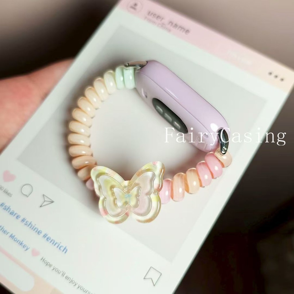 Dây đeo đầu bướm chuyển màu cho Xiaomi Band 10 9 8 Pro 7 6 5 4 3 Brecele đàn hồi cho Mi Band 8 9 Active Watchband