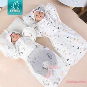 Áo choàng sơ sinh dài tay in hình ngôi sao mặt trăng Túi ngủ cho bé Quần áo sơ sinh Chăn có thể đeo được