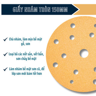 [COD]  Đĩa Nhám Tự Dính Mài Khô 6 Lỗ – Giấy Nhám Tròn Móc & Vòng Grit Dán Máy Chà, Mài Gỗ, Sơn Bột Siêu Bền