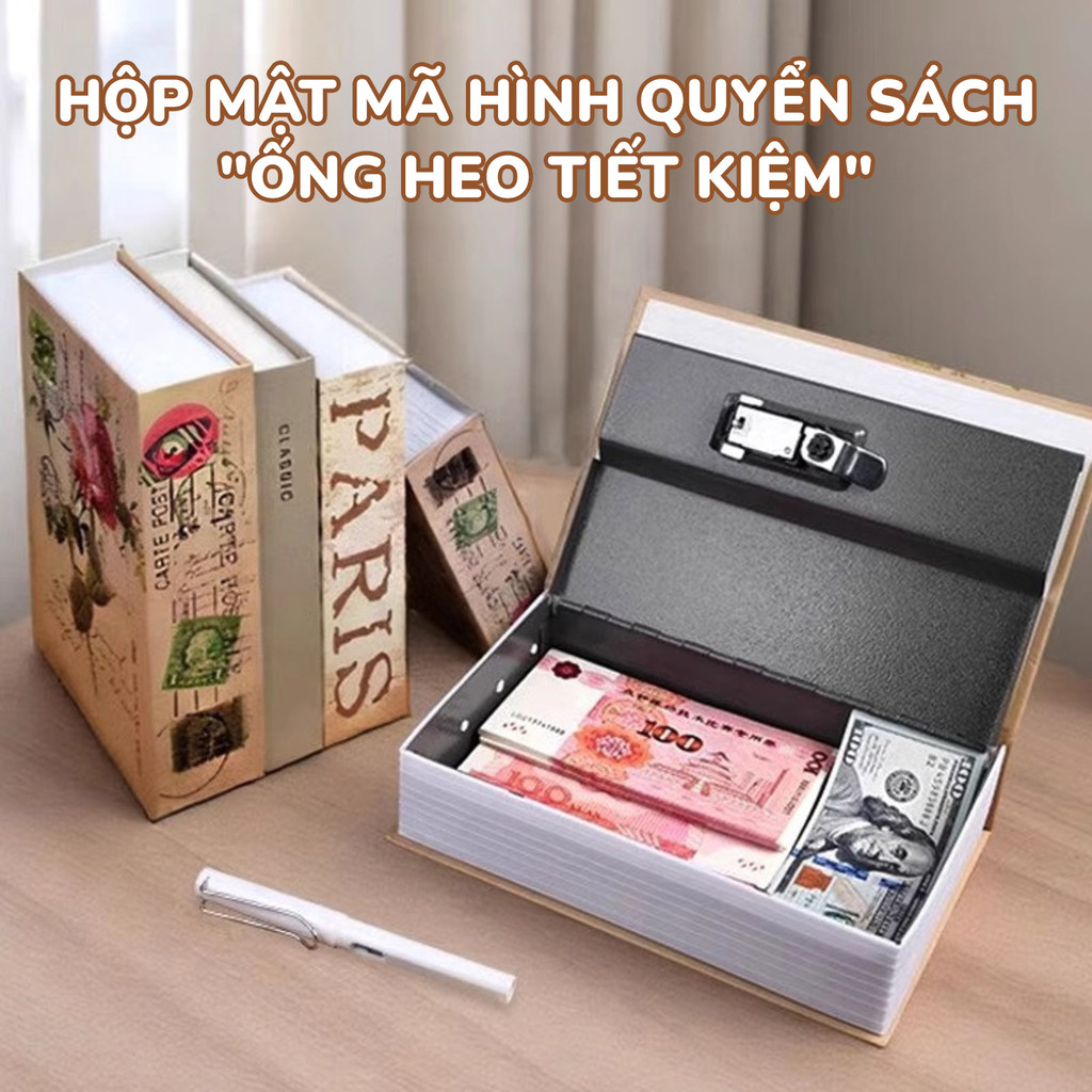 Két Sắt Mini Ngụy Trang Sách - Hộp Đựng Tiền Tiết Kiệm Khóa Số, Bảo Vệ Tài Sản An Toàn, Họa Tiết Độc Đáo