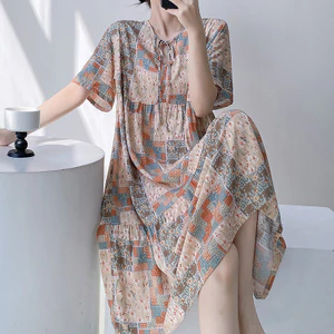 Bộ Đồ Ngủ Nữ Mùa Hè Từ Vải Lụa Mềm Mại, Phù Hợp Size Lớn, Màu Trơn