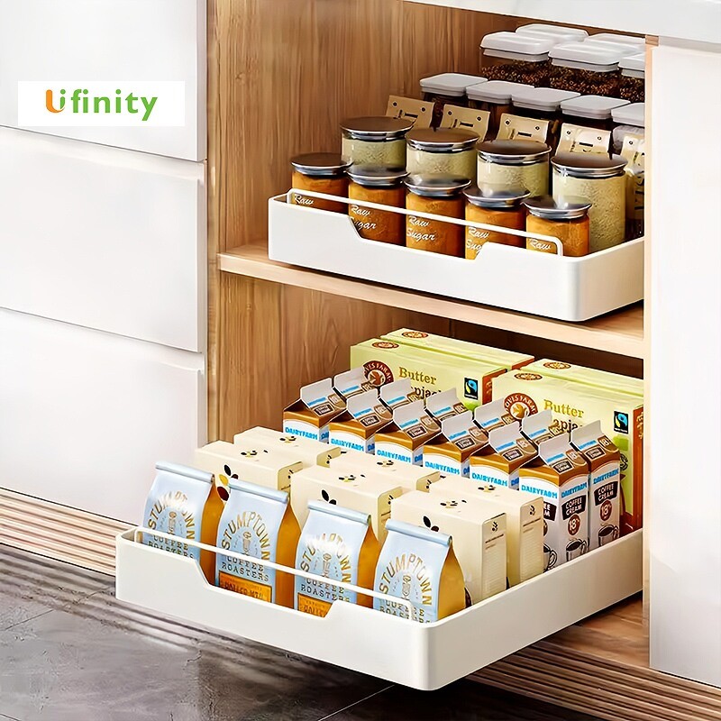 Lifinity Kệ Đựng Gia Vị & Bát Đĩa Ngăn Kéo Trượt Mượt Tiết Kiệm Không Gian Chống Rung Lắc, Dễ Dàng Kéo Ra Đẩy Vào