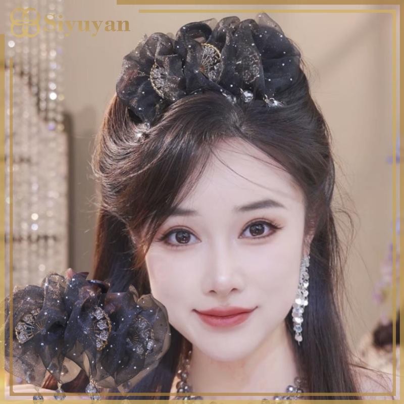 Tóc lưới Siyuyan dành cho nữ có kẹp đuôi ngựa zircon hình - Phụ kiện tóc cao cấp Việt Nam