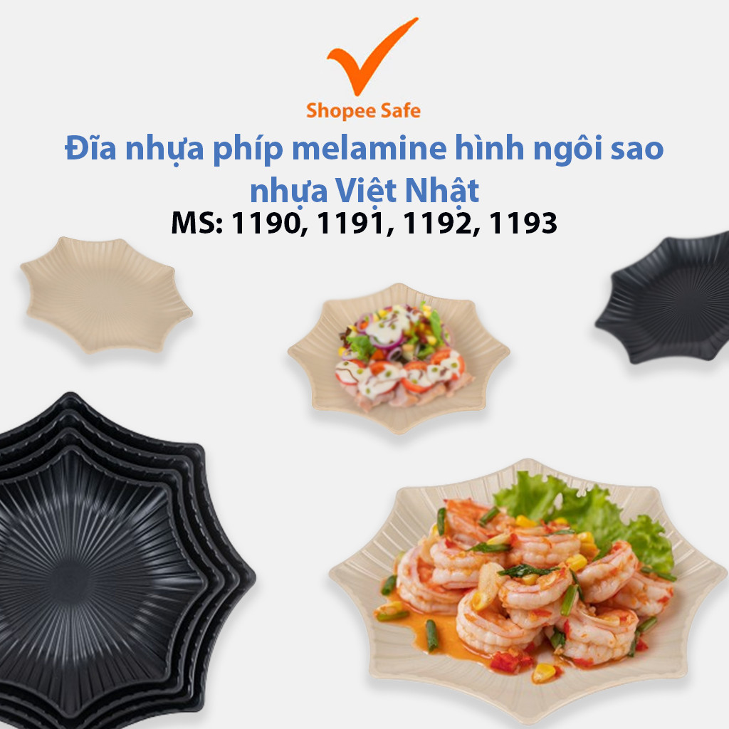 Đĩa nhựa phíp melamine hình ngôi sao giả sứ loại dày cao cấp ms: 1190, 1191, 1192, 1193 AMIZIN