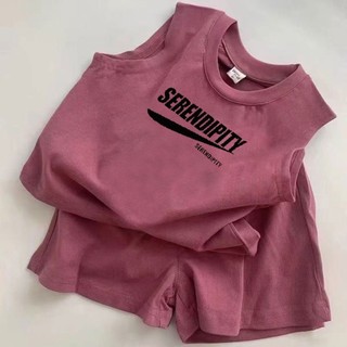 Bộ quần ngắn tay + quần bé trai bé gái Bộ quần Short Vest không tay Amoi Bộ hai mảnh in hoạt hình