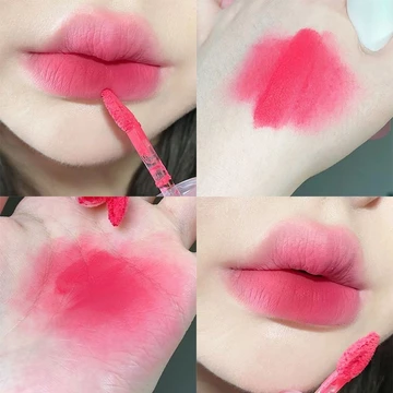 Đào hoa anh đào màu hồng son bóng mờ môi bùn nhung mờ son môi xuất hiện màu trắng và không dính vào cốc, không dễ phai và chống thấm nước