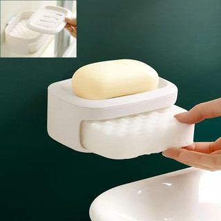 Hộp đựng xà phòng treo tường Hộp đựng xà phòng thoát nước hai lớp Giá đựng xà phòng không đục lỗ Fa