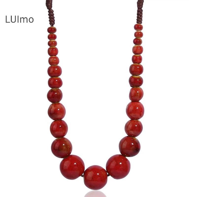 Vintage Gốm Đính Hạt Vòng Cổ Phong Cách Boho, Dễ Điều Chỉnh dành cho Nữ