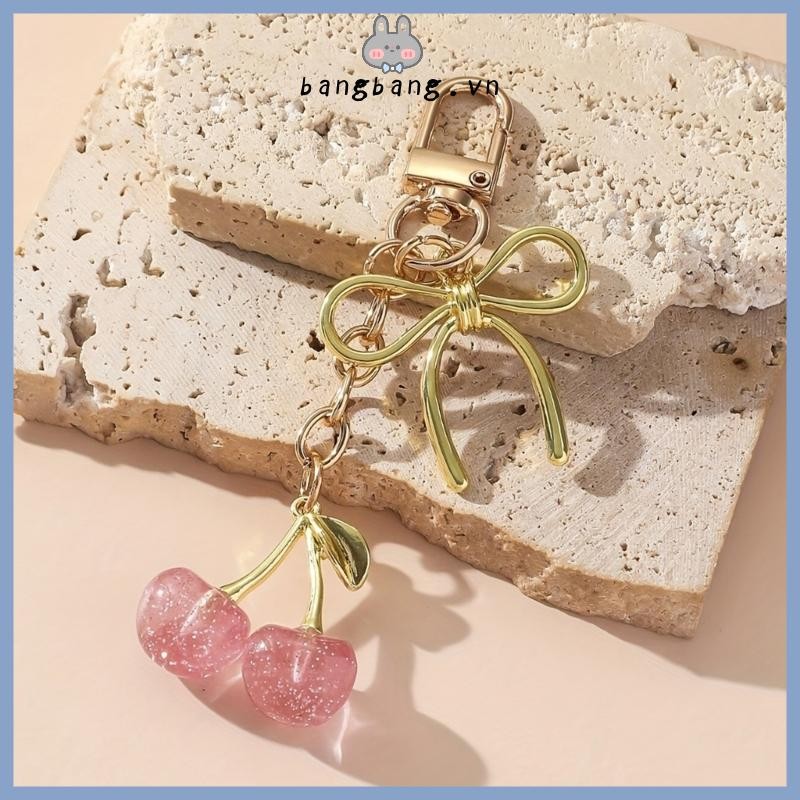 Bang Shimmering Crystal Cherries Móc khóa Mặt dây chuyền Phụ kiện dành cho nữ Valentine