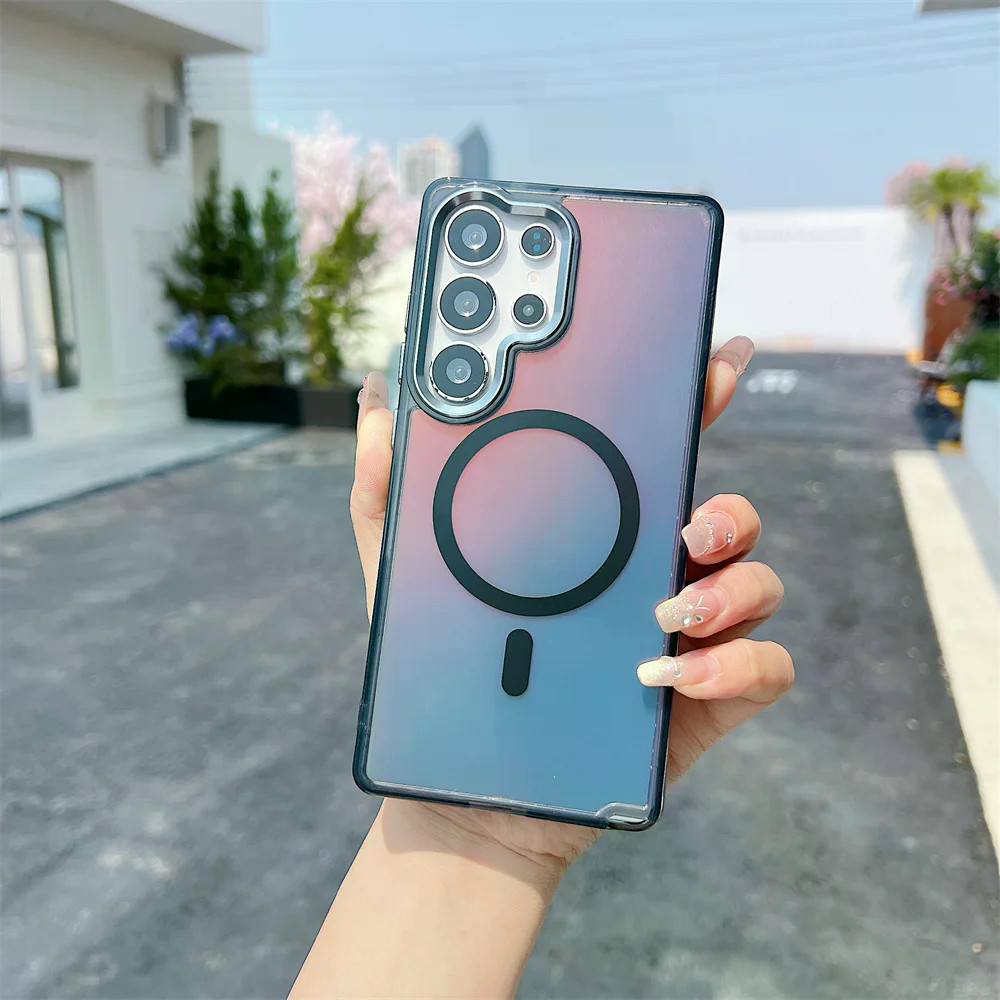 Ốp Lưng Dây Từ Tính Gradient Cho Samsung S26 S25 S24 S23 Ultra S25 Plus S24 FE Dây Đeo Tay Sạc Không Dây Vỏ Chống Sốc