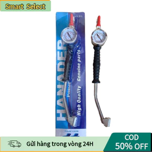 【COD】Tay Bơm Hơi Xe Ô Tô Cong 2 Đầu – Có Đồng Hồ Áp Suất, Đa Năng