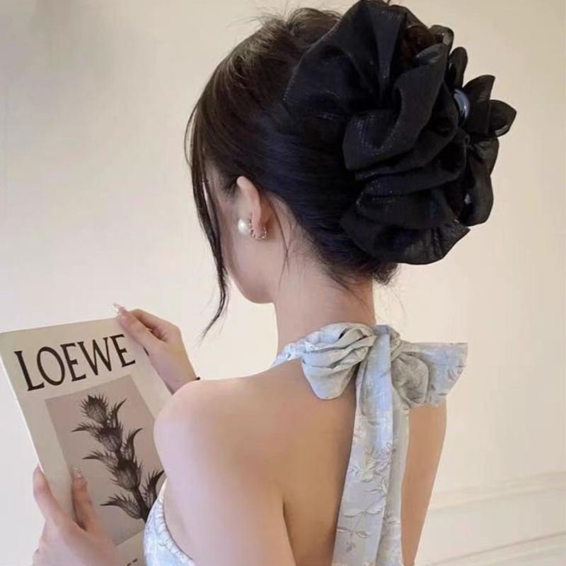 Nơ Hai Mặt Lớn Streamer Bong Bóng Grabbing Nơ Cá Mập Kẹp Tóc