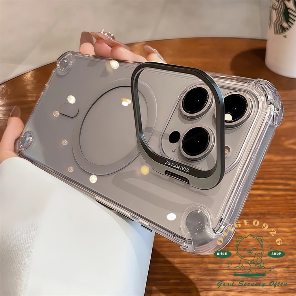Túi khí acrylic trong suốt khung từ tính Vỏ điện thoại iphone16 Pro Max 15 14 vỏ cho vỏ iPhone Vỏ mềm silicon TPU chống sốc
