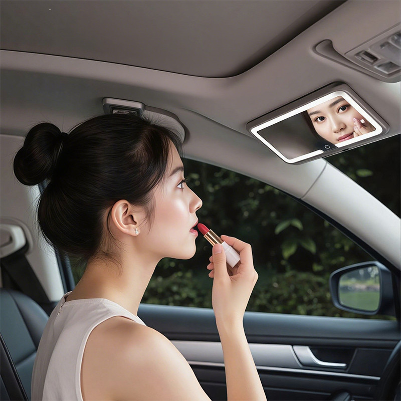 Gương trang điểm LED ô tô Ba bánh răng Điều chỉnh tấm che nắng Tấm che nắng，Hình ảnh HD