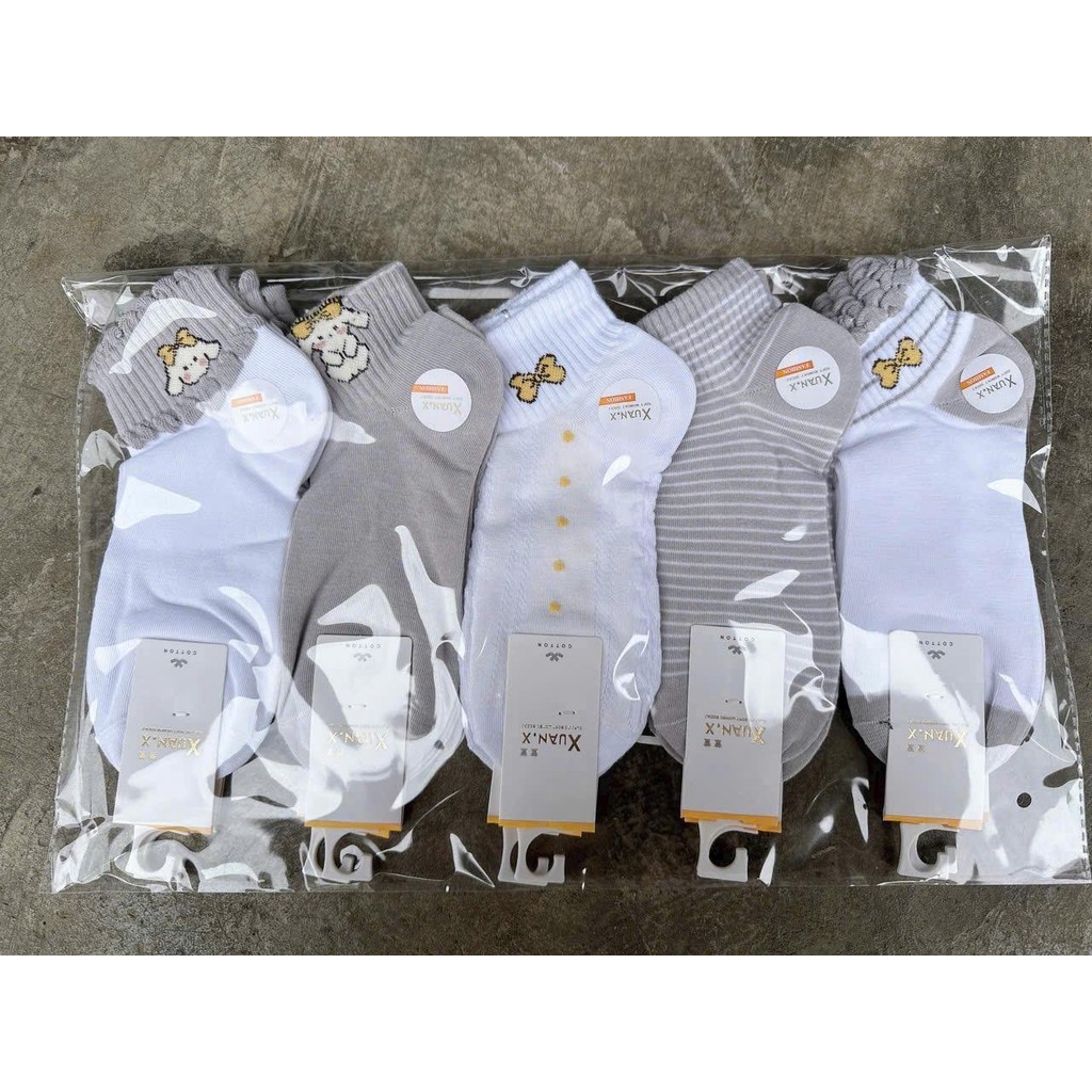 Set 10 Đôi Tất Mẫu Hoạt Hình Dễ Thương, Cổ Cao Đến Mắt Cá Chân, Dành Cho Nữ