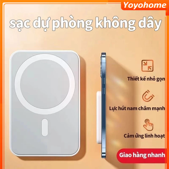 [🚚 Free shipping] Sạc Dự Phòng Không Dây Từ Sạc Nhanh Pin 5000mah, Pin sạc dự phòng Phòng không dây mini