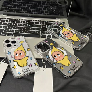 Ốp điện thoại hình ngôi sao dễ thương cho iPhone16 15 14 11 13 12 X XS Pro Max XR Mini Xr 7 8 Plus Vỏ bảo vệ từ tính chống sốc trong suốt không màu vàng