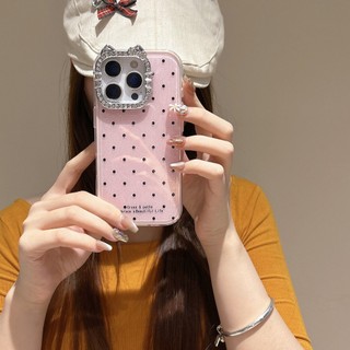 Hàn Quốc Ins KT Cat Kim Cương Ống Kính Sóng Điểm 2in1 Ốp Lưng Điện Thoại iPhone 17Promax 16Promax 12 13 14 15 Pro Max Chống Sốc Ngọt Ngào Nữ Tính Silicon Di Động