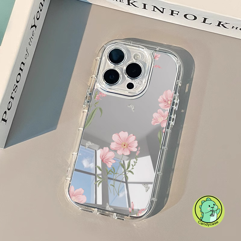 Ốp Điện Thoại Gương Túi Khí Cho OPPO Reno 14 13 11 10 9 8 8T 8Z 7Z 8 7 Lite 6 5 4 3 SE Find X8 X8S X7 X6 X5 X3 Pro Plus Ultra 5G 4G Vỏ Hoa Bướm Dễ Thương Vỏ trong suốt đơn giản