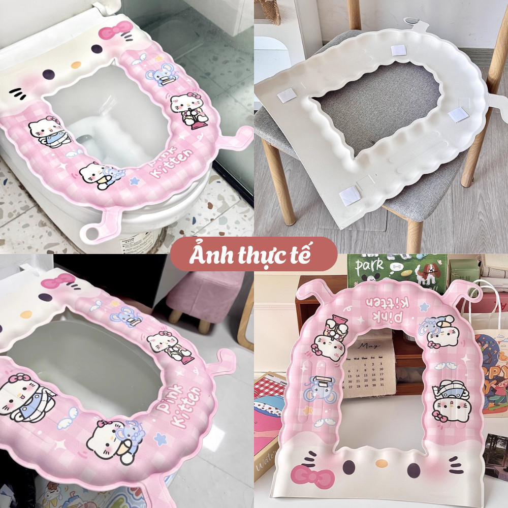 Tấm Lót Bồn Cầu Sanrio Dễ Thương Chất Liệu Silicon Lót Ngồi Toilet Êm Ái Kèm Tinh Dầu Tỏa Hương Thơm DINO
