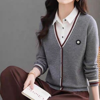 Áo Polo Nữ Tay Dài Cổ Chui Đầu Kiểu Hàn Quốc, Chất Liệu Dệt Kim Thoải Mái