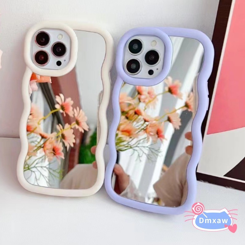 Ốp Gương Trang Điểm Thời Trang Cho Samsung Galaxy S24 S23 S22 Ultra Plus S24 + S23 + S21 S20 FE J7 Pro 2017 J7 Prime Bìa Mềm Chống Sốc Ốp Lưng Điện Thoại Họa Tiết Sóng