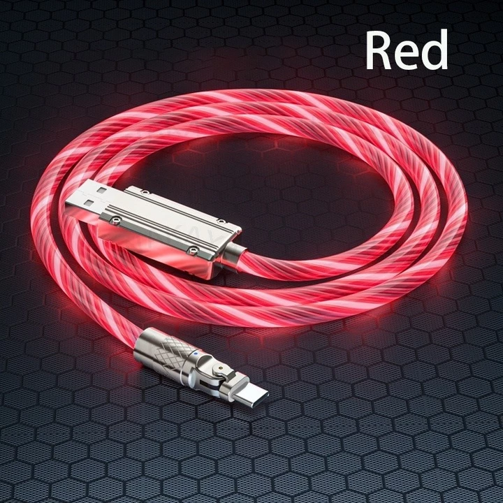 Dây sạc nhanh USB phát trực tuyến hộp đêm 120W 180°Xoay Khuỷu Tay Phát Sáng Cáp Sạc Nhanh Dây Sạc Truyền Dữ Liệu 6A – 7