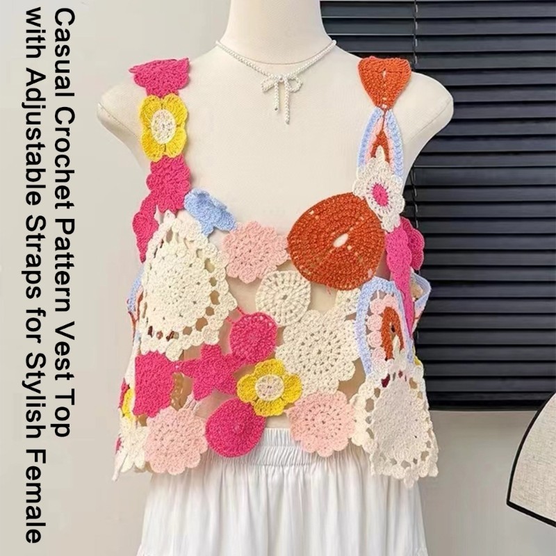 Fol Bohemian Móc Chi Tiết Camisole Crop Dễ Mặc Cho Nữ Bé Gái