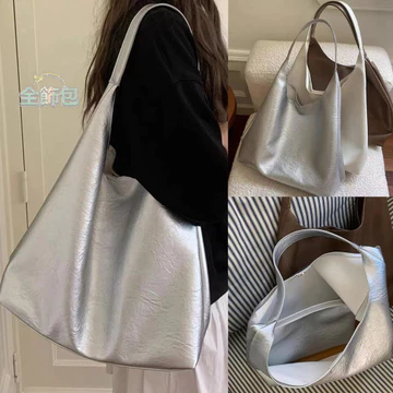 Túi đeo nách màu bạc Niche Nữ mùa hè 2024 Hợp thời trang Phiên bản Hàn Quốc Túi Tote phù hợp cho học sinh Túi đeo vai dung tích lớn Túi mẹ trẻ em Túi xách Túi xách Túi xách điện thoại di động Túi đeo 