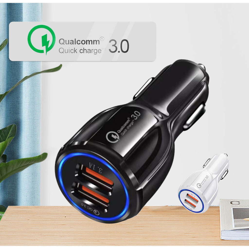 Bộ sạc xe hơi sạc nhanh QC 3.0 đầu USB kép Bộ sạc xe hơi đa chức năng 6A