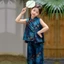 ✿ Trẻ em Trung Quốc Hanfu Trang phục truyền thống cho trẻ em Bộ quần ống rộng không tay in hoa cho bé gái