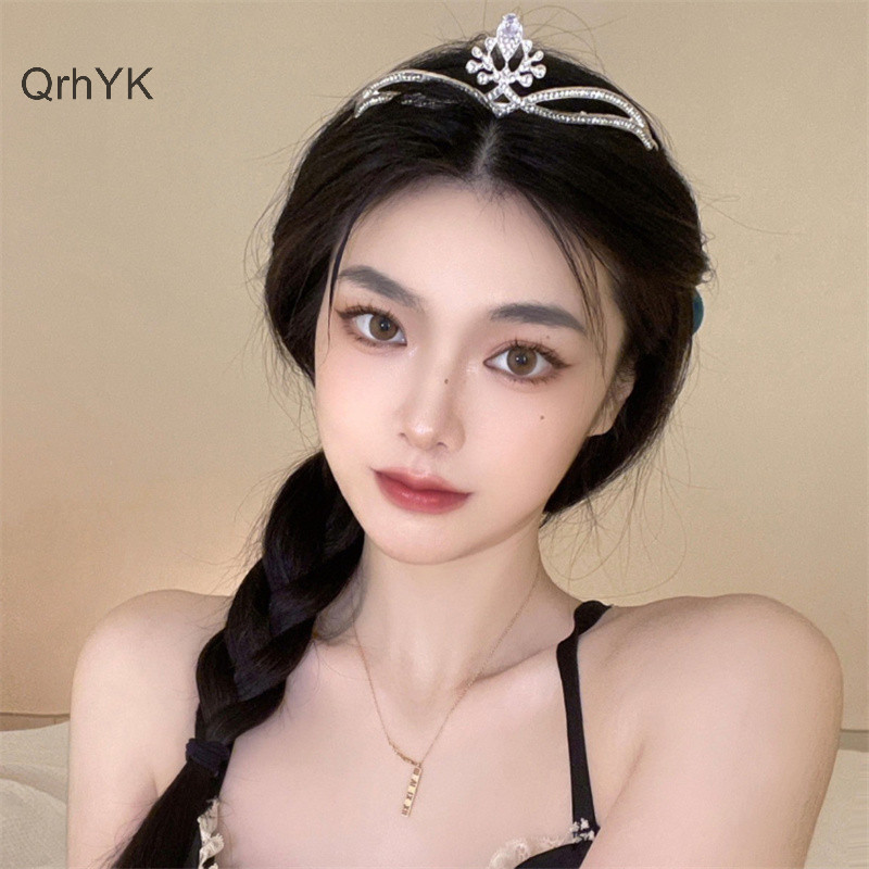 Thời Trang Nhà Máy Ánh Sáng Pha Lê Vương Miện Tiara Cho Nữ Cô Gái Cưới Thanh Lịch Kim Cương Giả Cô Dâu Vương Miện Phụ Kiện Tóc Dự Tiệc Trang Sức QrhYK