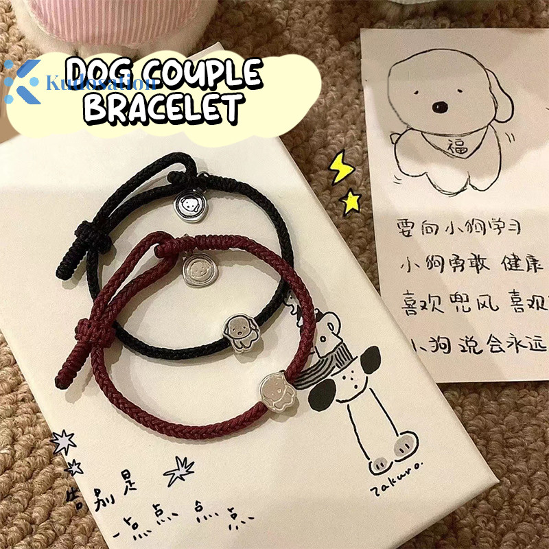 Kudosation Thời Trang Tốt Lành Chó Vòng Tay Dành Cho Nữ Động Vật Ngọt Ngào Mặt Dây Vòng Tay Có Thể Điều Chỉnh Dây Đeo Tay Cặp Đôi Quà Tặng