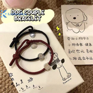 Kudosation Thời Trang Tốt Lành Chó Vòng Tay Dành Cho Nữ Động Vật Ngọt Ngào Mặt Dây Vòng Tay Có Thể Điều Chỉnh Dây Đeo Tay Cặp Đôi Quà Tặng