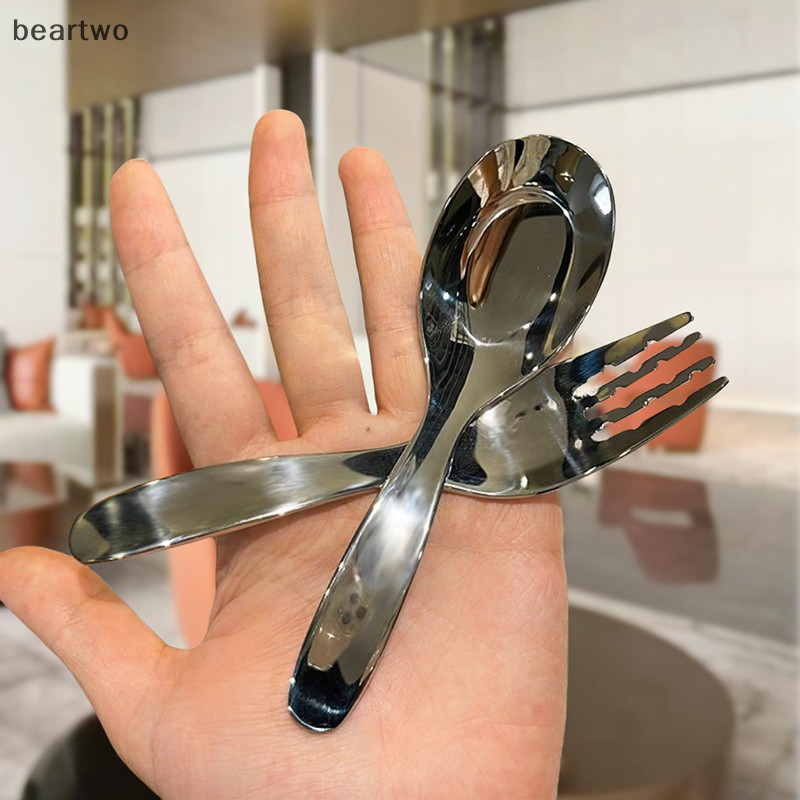< Beartwo > Thìa Tròn Thép Không Gỉ Lưới Đỏ Vàng Bữa Tối Tay Cầm Dài Khuấy Thìa Tráng Miệng Cho Phụ Kiện Nhà Bếp Tiện Ích Đẹp