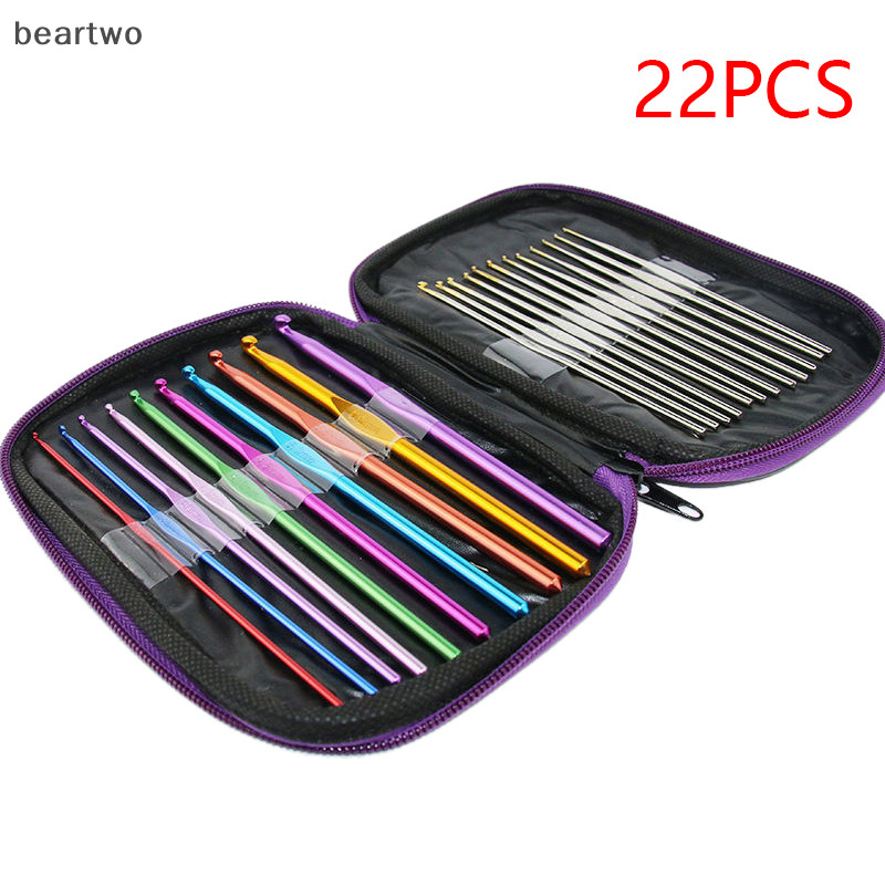 < Beartwo > 22 CÁI Móc Bộ Dụng Cụ Có Túi Bảo Quản Tay Cầm Mềm Móc Sợi Dệt Đan Bộ Dụng Cụ Dệt DIY Dụng Cụ Cầm Tay Đẹp