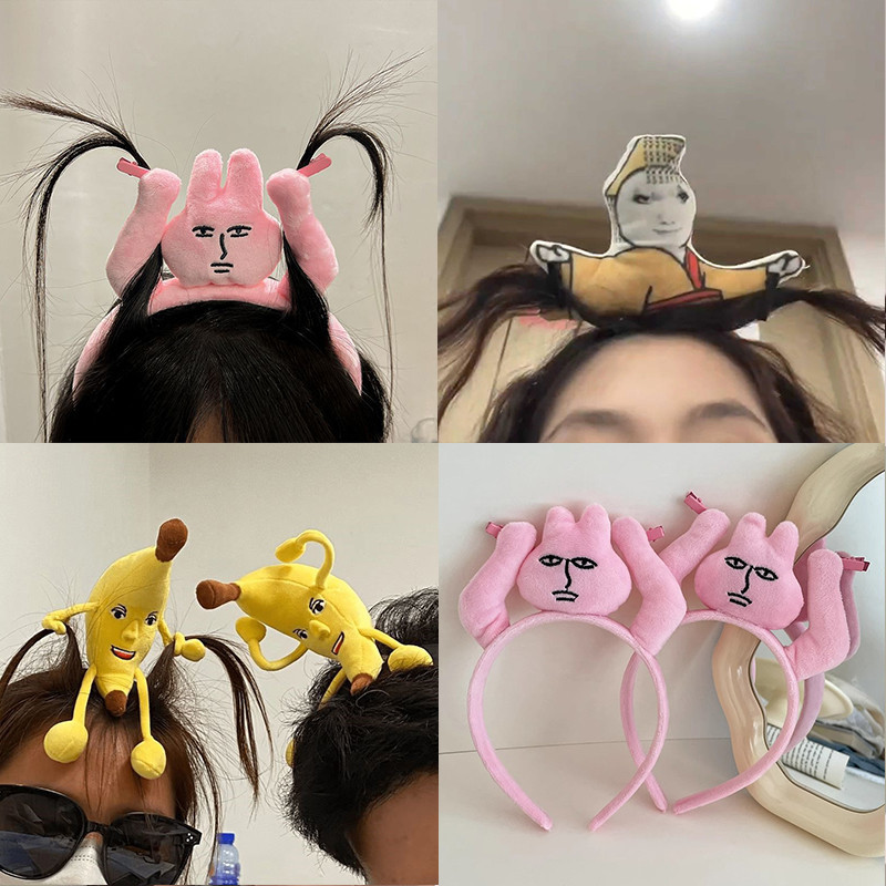 Băng đô thỏ hồng dễ thương, ngộ nghĩnh và mới lạ, xấu xí và dễ thương, giật tóc, kéo tóc, phụ kiện tóc hoạt hình