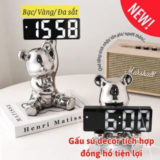 Gấu Bê Khay Ống Heo Đa Năng MYD.23 & Đồng Hồ LED Báo Thức, Trang Trí Phòng Ngủ