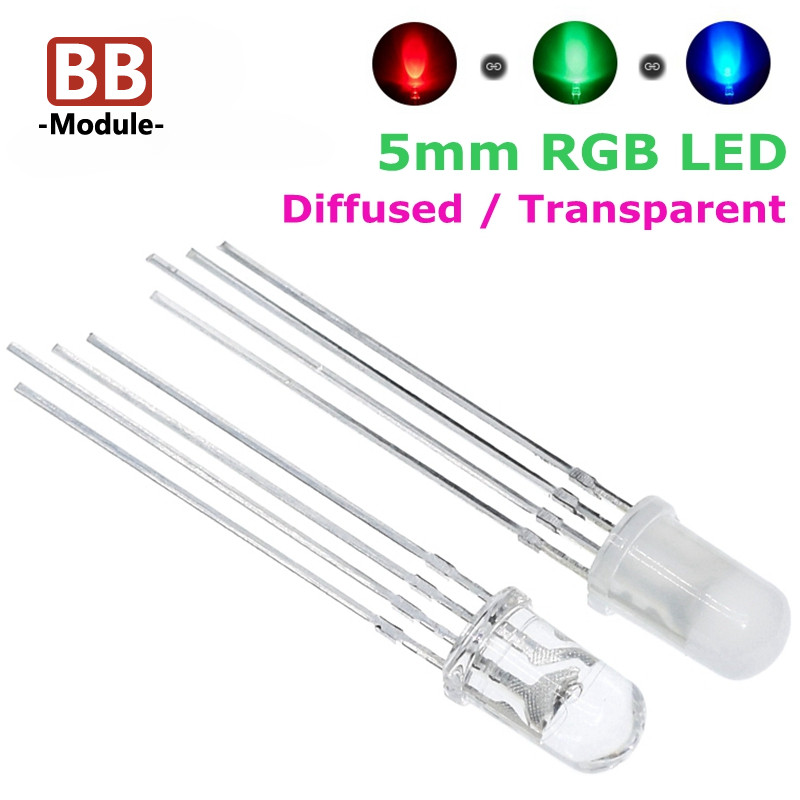 10 CHIẾC 5mm RGB LED Cathode chung / Điốt phát sáng ba màu Anode chung ...