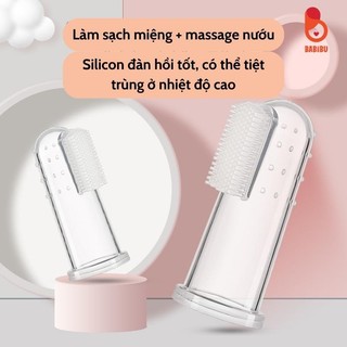 Rơ lưỡi xỏ ngón cho bé, bàn chải đánh răng có hộp đựng vệ sinh