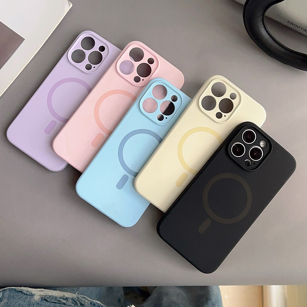 Ốp Điện Thoại Silicon Lỏng Từ Tính Cho iPhone 15ProMax 15Pro 15Plus 14 13 12ProMax Bảo Vệ Toàn Diện Chống Sốc Bảo Vệ Bìa Mềm