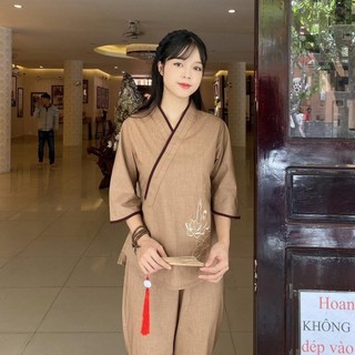 Set đồ thời trang nữ đi chùa chéo thêu an
