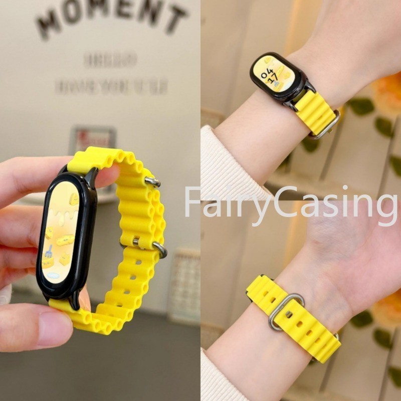 Dây Đeo Đại Dương Cao Su Cho Mi Band 10 9 8 NFC Vòng Tay Xiaomi Mi Band 7 5 6 4 3 Dây Đeo Thể Thao Silicon Phát Hành Dây Đeo Tay