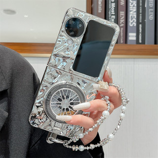 Ốp điện thoại gấp cho Oppo Find N2 N3 Flip Wrinkled mạ điện hồi chuyển giải nén vòng tay vỏ điện thoại tpu cứng