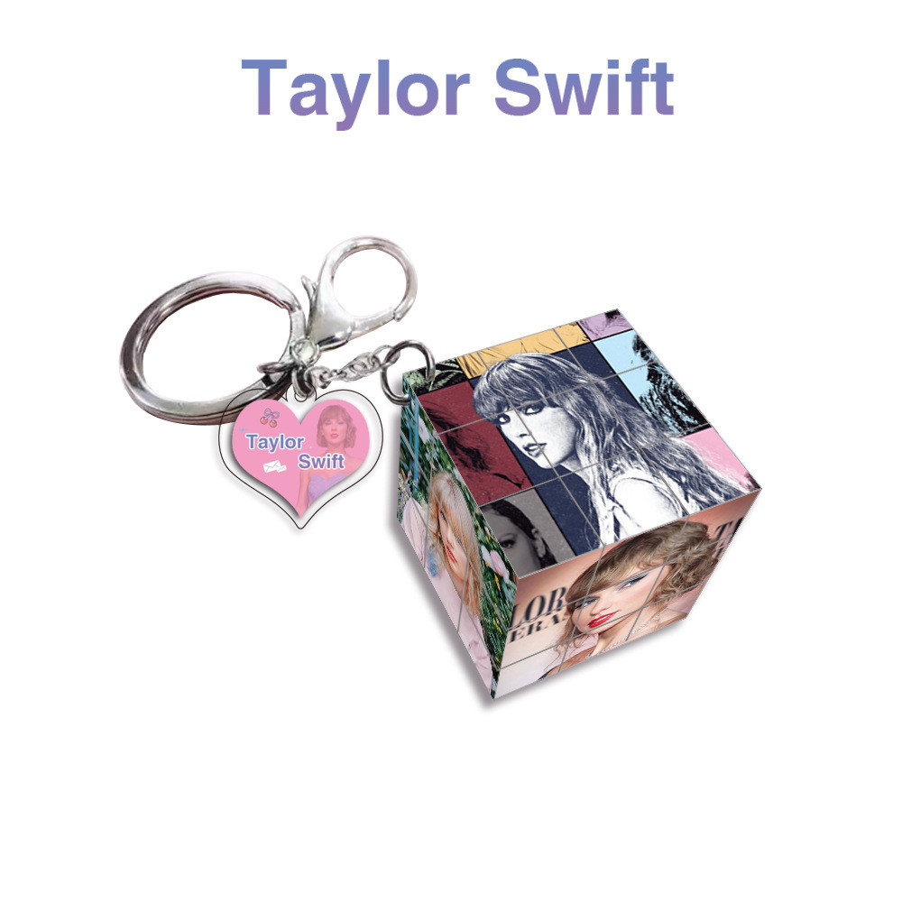 Taylor Swift Acrylic Móc Chìa Khóa Ca Sĩ Nửa Đêm Trong Suốt Móc Khóa THE ERAS TOUR Thẻ Tay Móc Khóa Khối Rubik Vòng Chìa Khóa YM