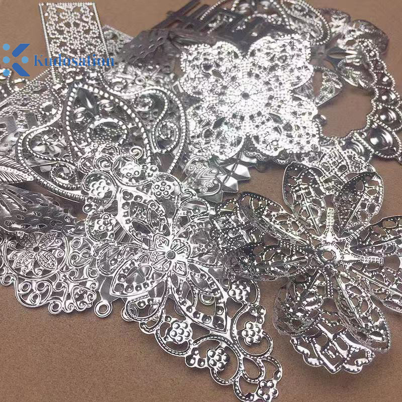 Kudosation 50g / lốc Hỗn Hợp Kim Loại Hoa Lá Filigree Quấn Kết Nối Mặt Dây Chuyền Hạt Mũ Ch Cho DIY Trang Sức Làm Đồ Thủ Công