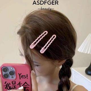 Kẹp tóc dễ thương màu kẹo ASDFGER, Kẹp tóc màu trơn hợp kim có mặt gợn sóng, Kẹp tóc