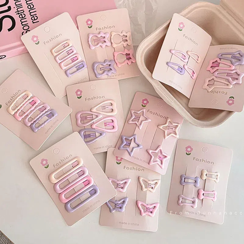 Bộ Kẹp Tóc Ngôi Sao Màu Hồng Bộ Cô Gái Dễ Thương Nổ Kẹp