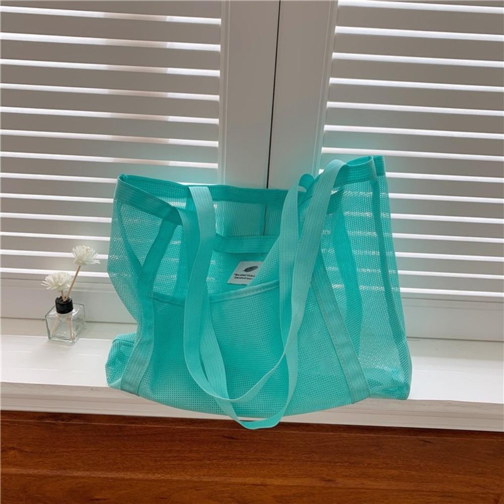 Túi đeo vai lưới HOBBYIN, Túi đi biển du lịch khô nhanh lưới, Túi xách Tote mua sắm trong suốt thông thường bền bỉ dành cho nữ