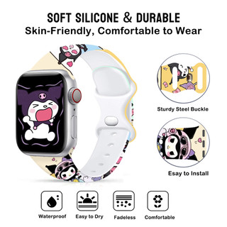Dây đeo đồng hồ có khóa đôi mềm Dây đeo dây đeo hoạt hình Kuromi cho Apple Watch Ultra 2 / Ultra 49mm S9 S8 7 SE 6 5 4 3 2 SE2 (49mm 45mm 44mm 41mm 40mm 42mm 38mm)